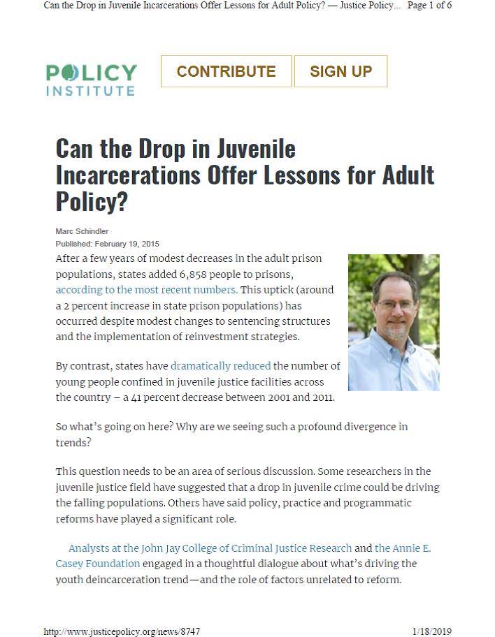 Can the Drop in Juvenile Incarcerations Offer Lessons for Adult Policy?
